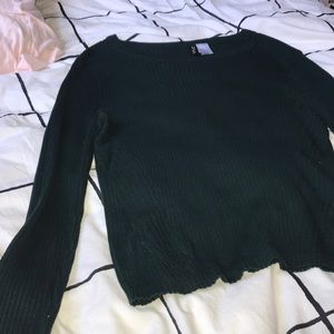 Green Ribbed Long Sleeve Sweater